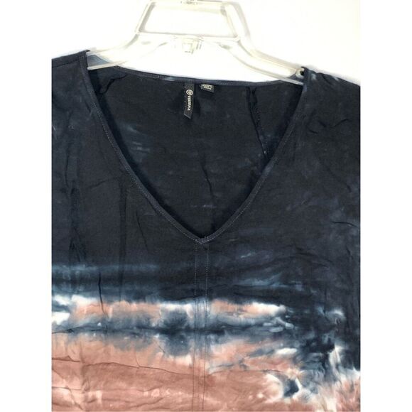 Versona Women's Tie-Dye Pullover V-Neck Long Sleeve Top Black Brown Size Medium - Picture 5 of 8